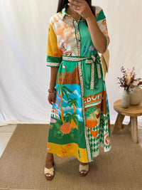 Robe longue motifs vert - Tom