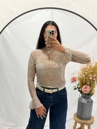 Haut dentelle - taupe