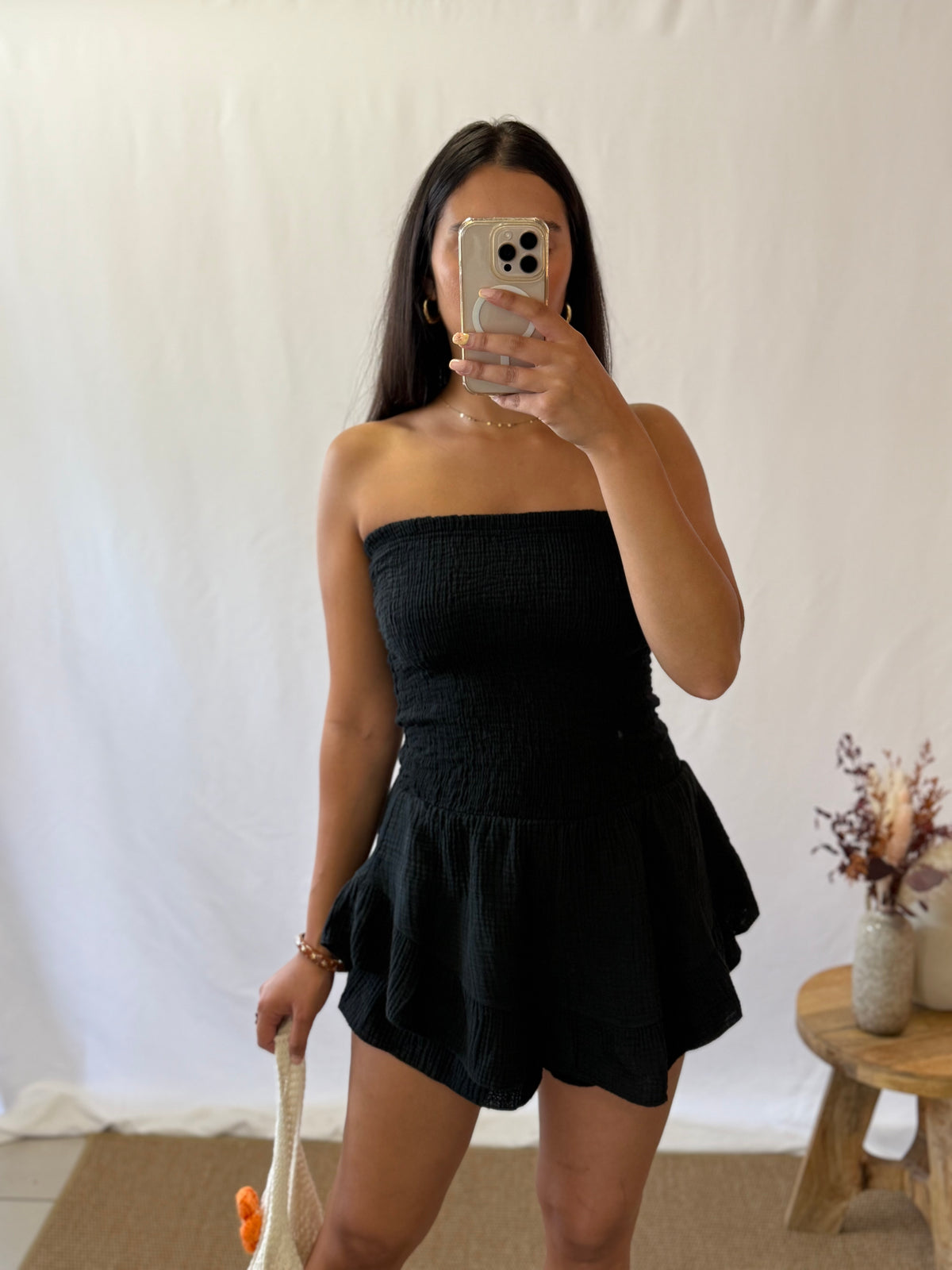 Combi bustier gaze noir - Adele