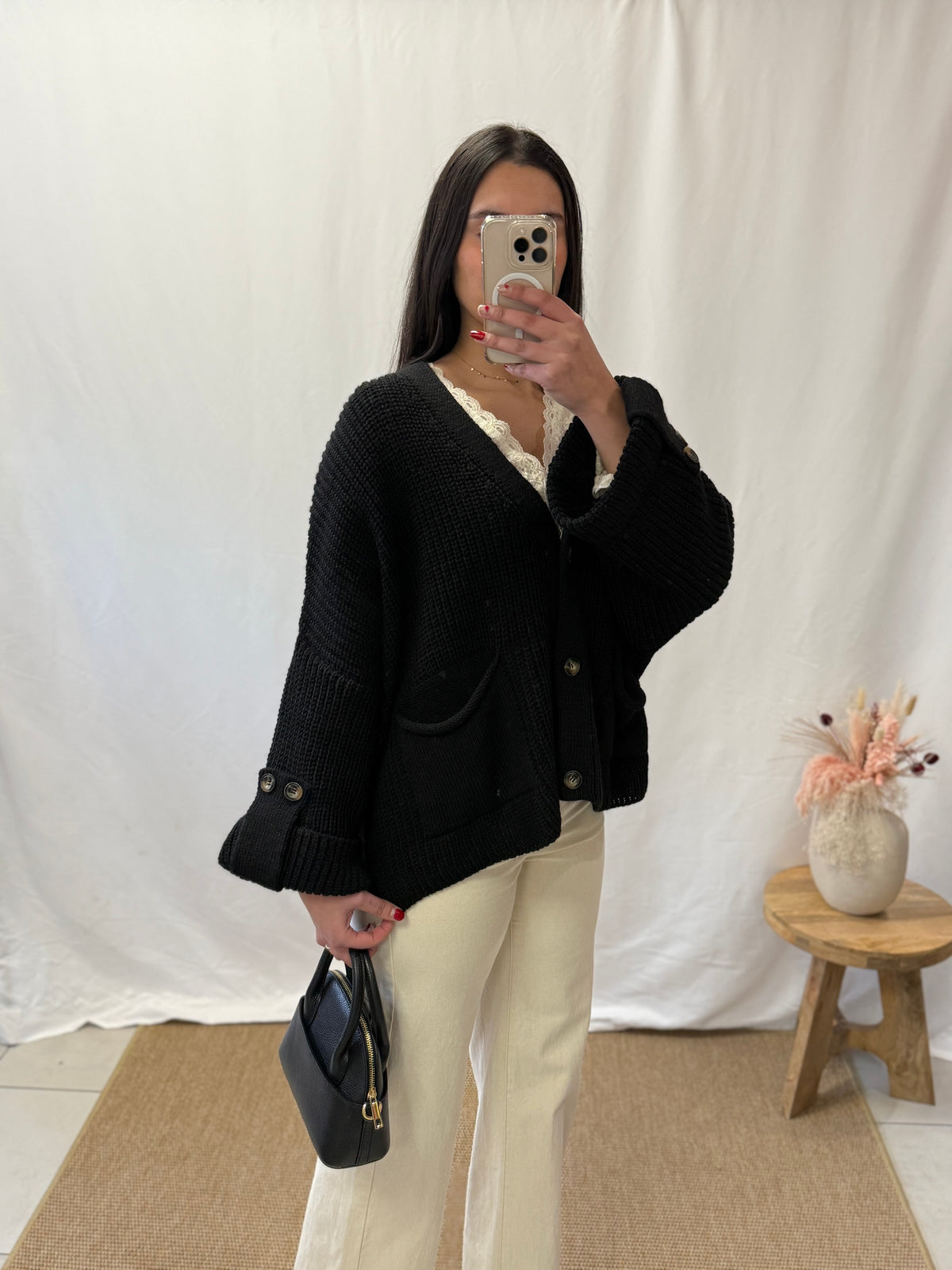 Cardigan tricot noir - Denis