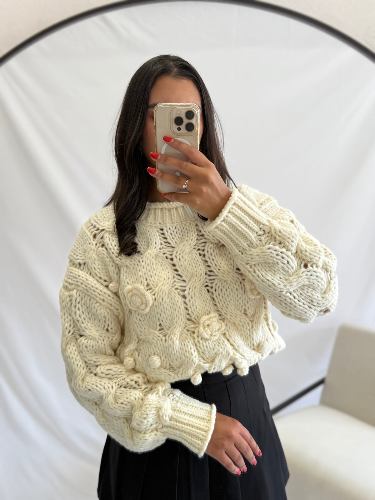 Pull grosse maille beige - Iris