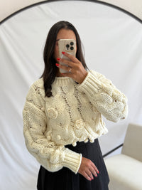 Pull grosse maille beige - Iris