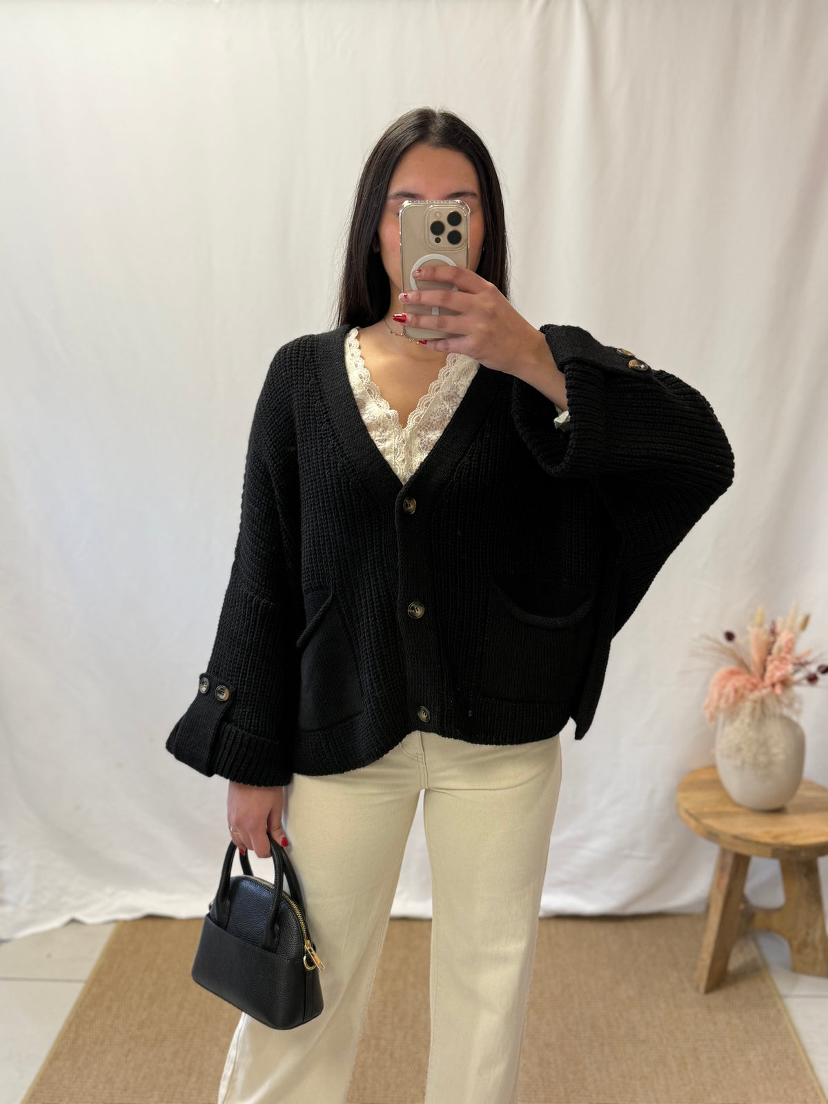 Cardigan tricot noir - Denis