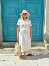 Robe longue broderie - Blanche
