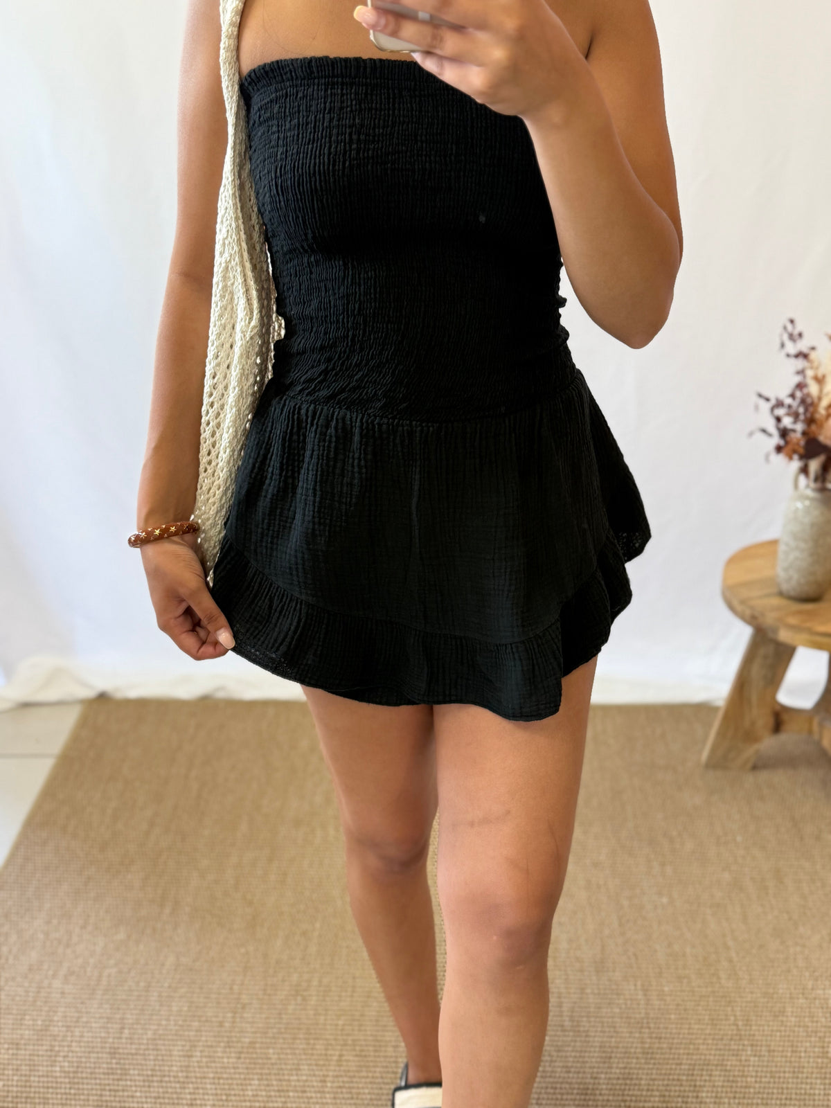 Combi bustier gaze noir - Adele