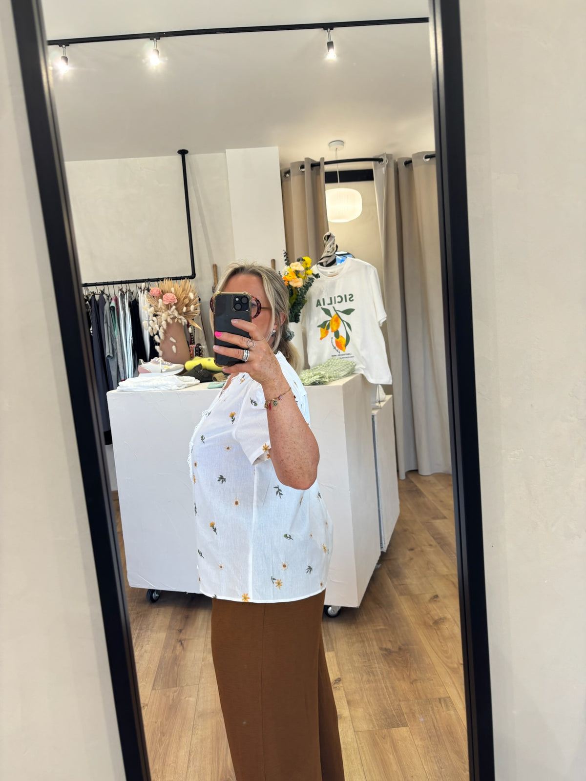 Haut blanc motifs - Elisa