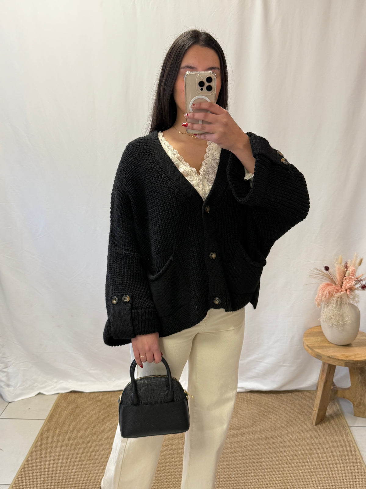 Cardigan tricot noir - Denis