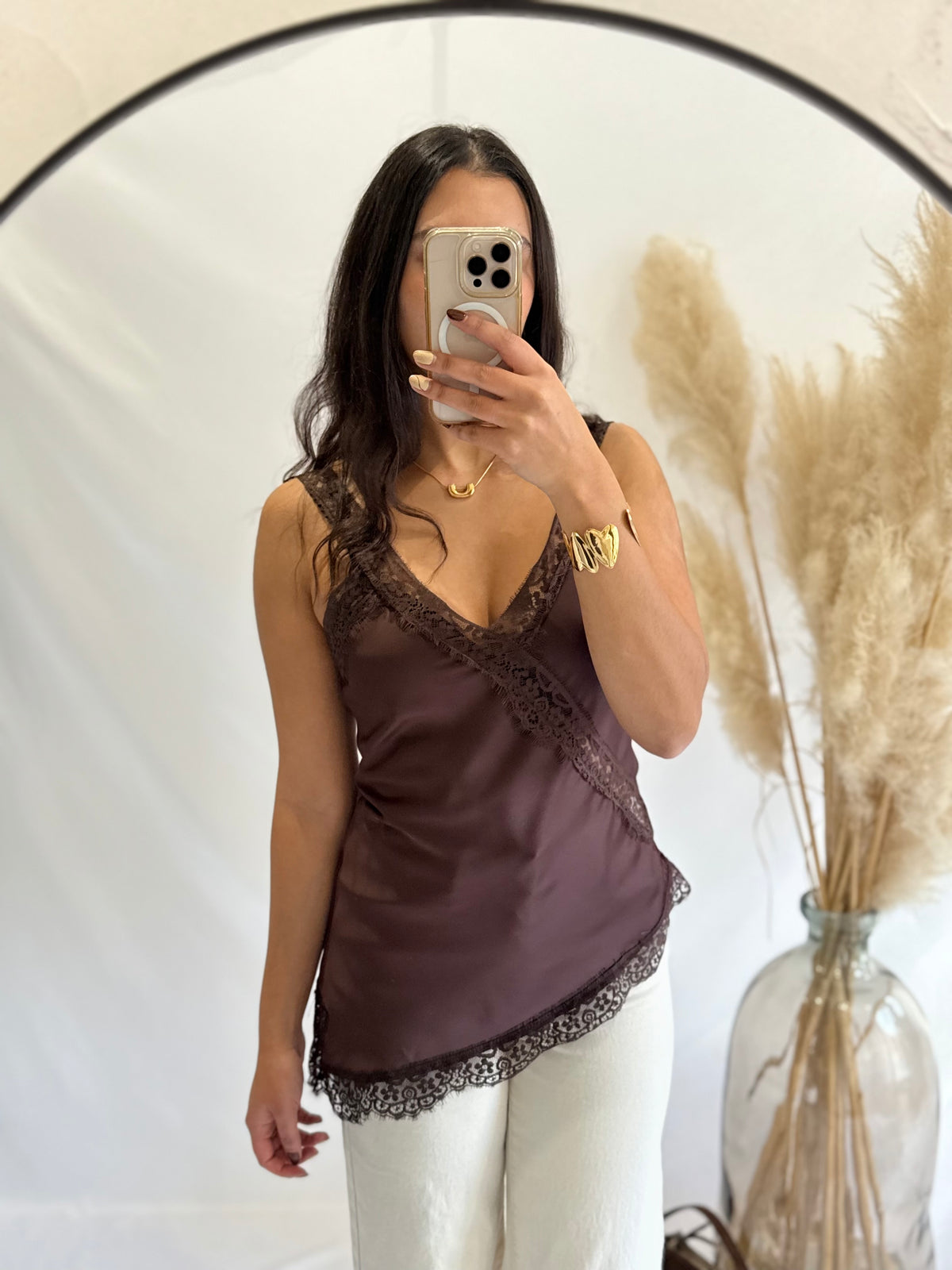 Top marron dentelle - Iruis