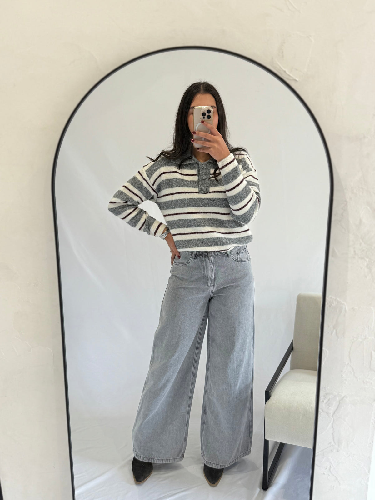 Pull rayure gris - Nat