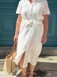 Robe longue broderie - Blanche