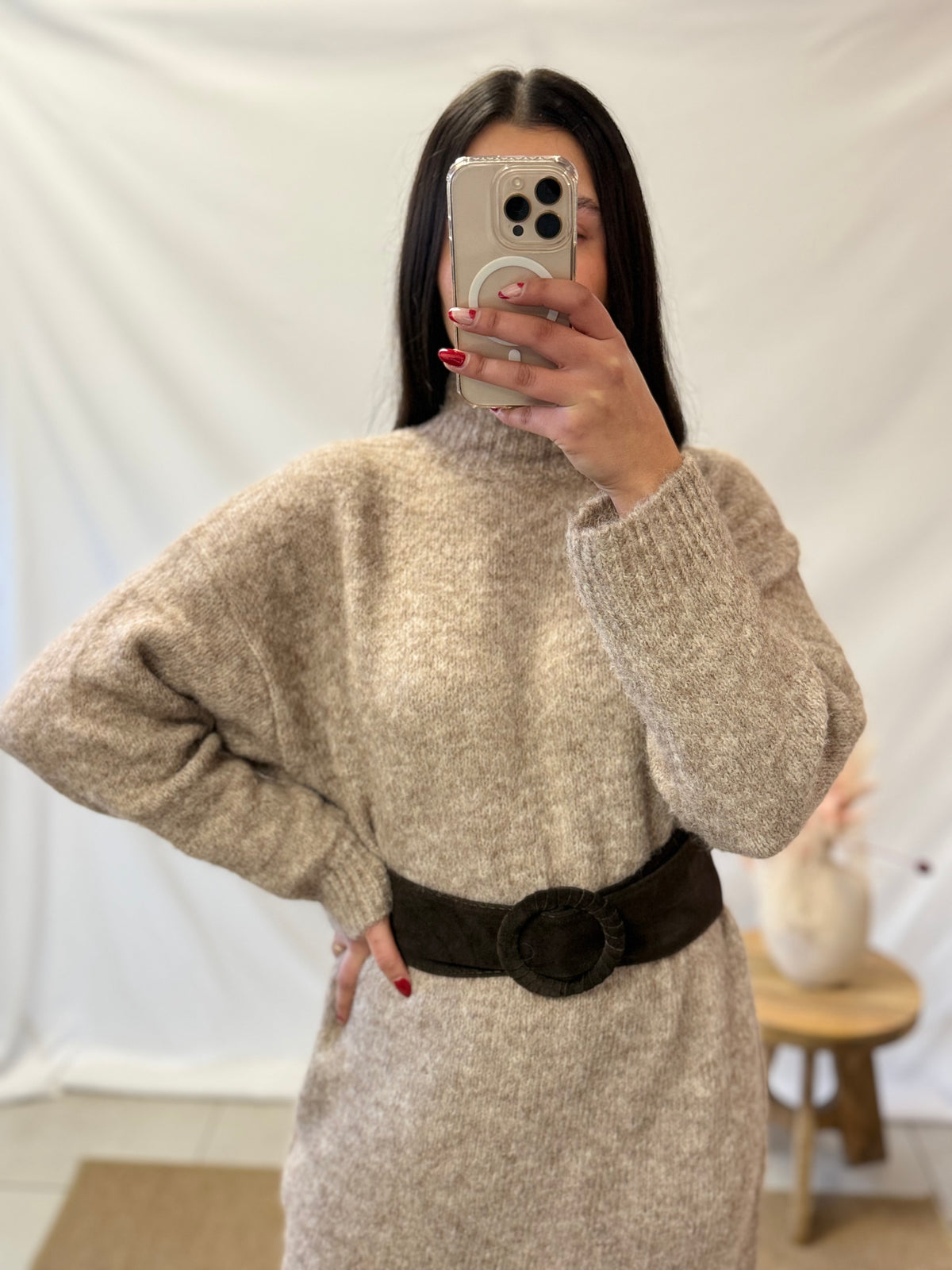 Robe longue taupe - Elio