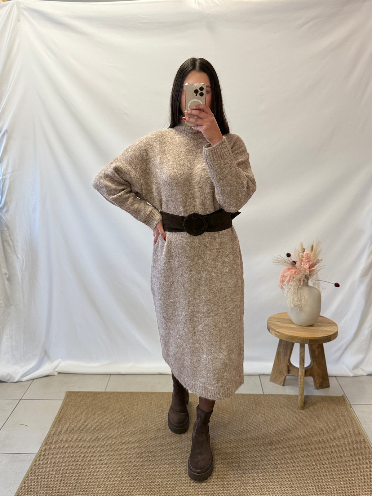 Robe longue taupe - Elio