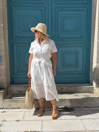 Robe longue broderie - Blanche