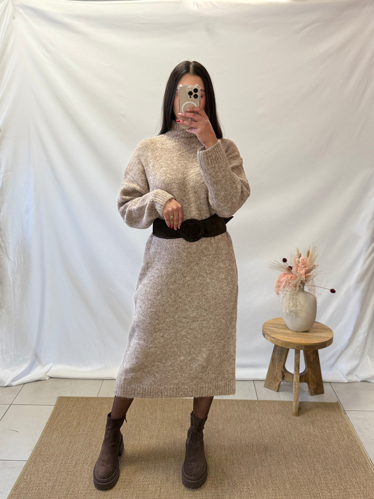 Robe longue taupe - Elio