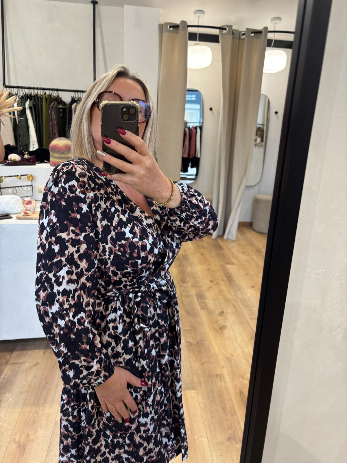 Robe motifs marron - Ida