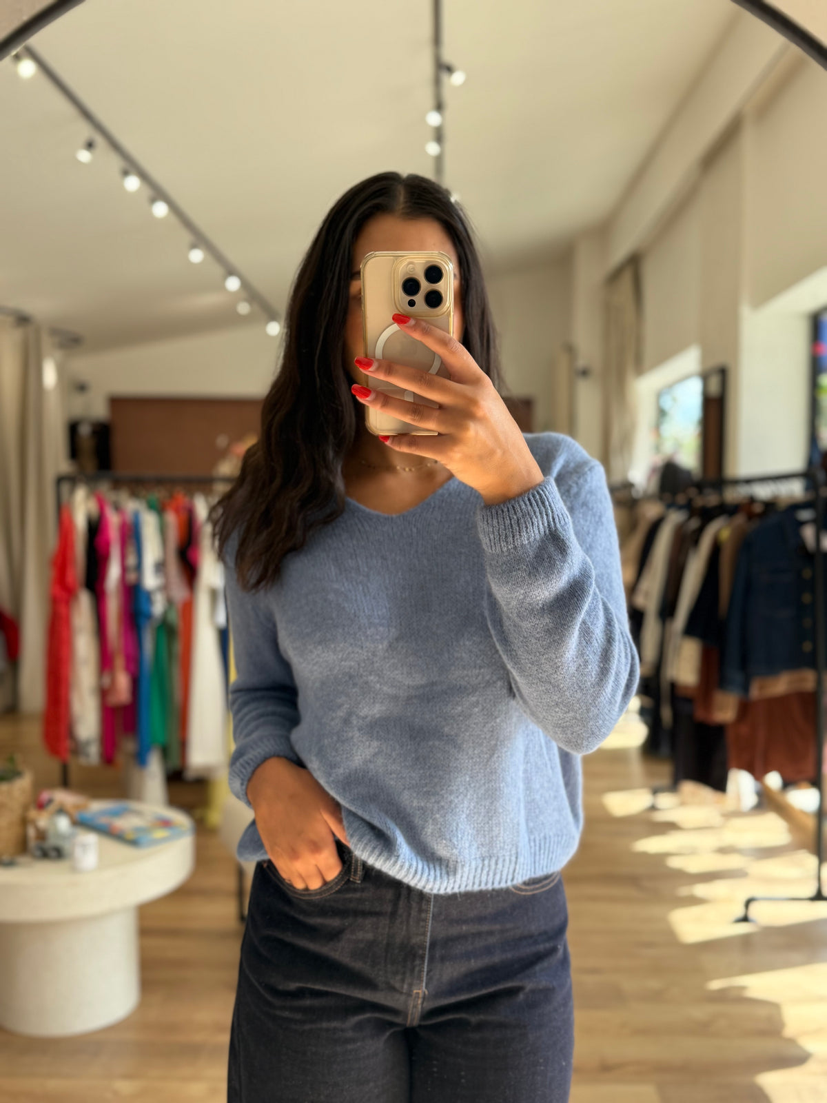 Pull bleu jean - Nina