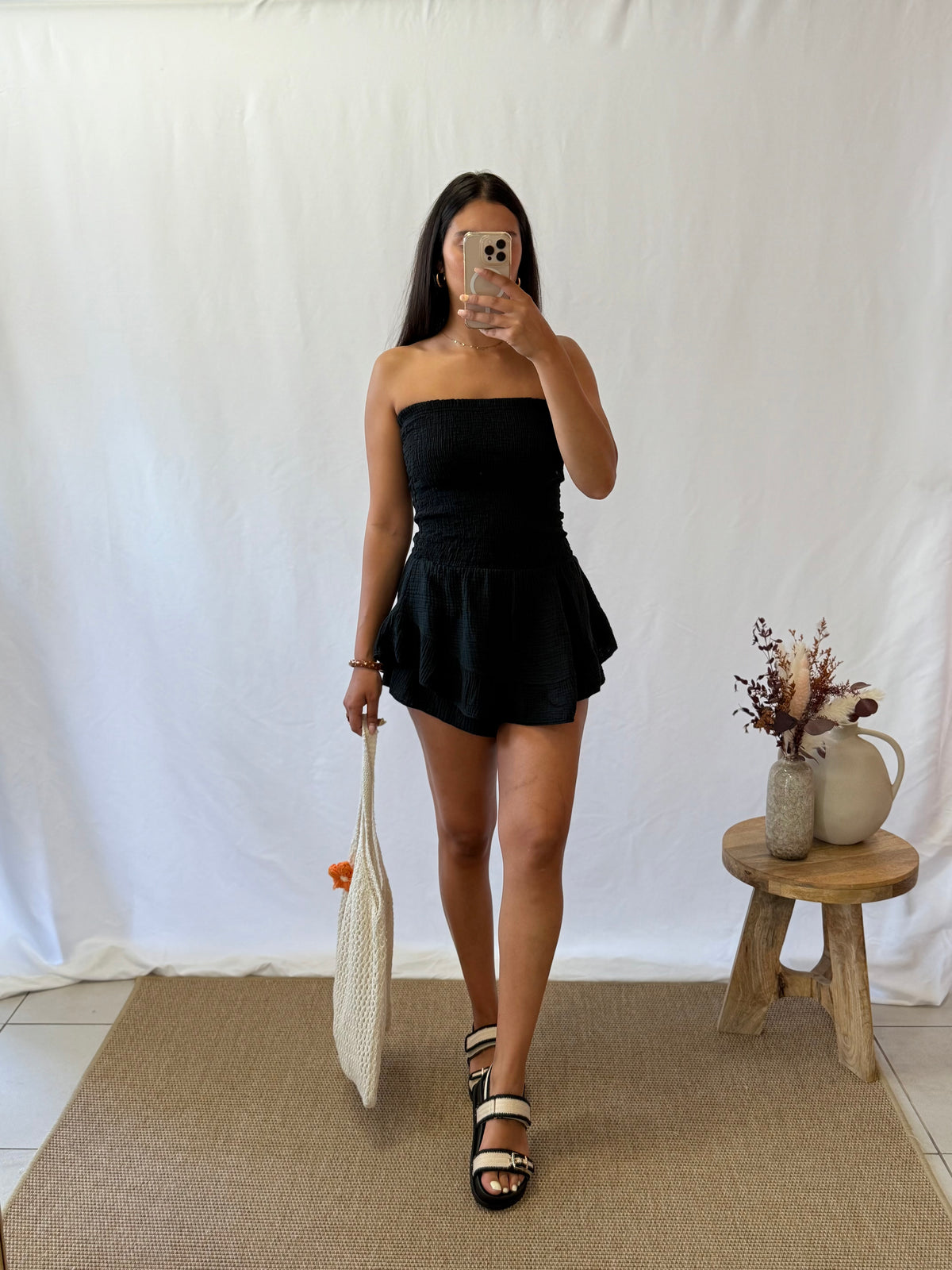 Combi bustier gaze noir - Adele