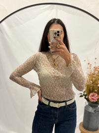 Haut dentelle - taupe