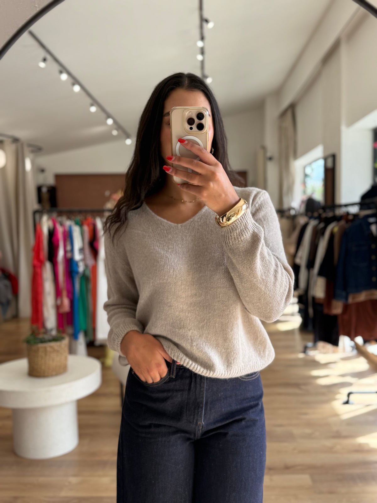 Pull beige fonce - Nina