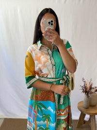 Robe longue motifs vert - Tom