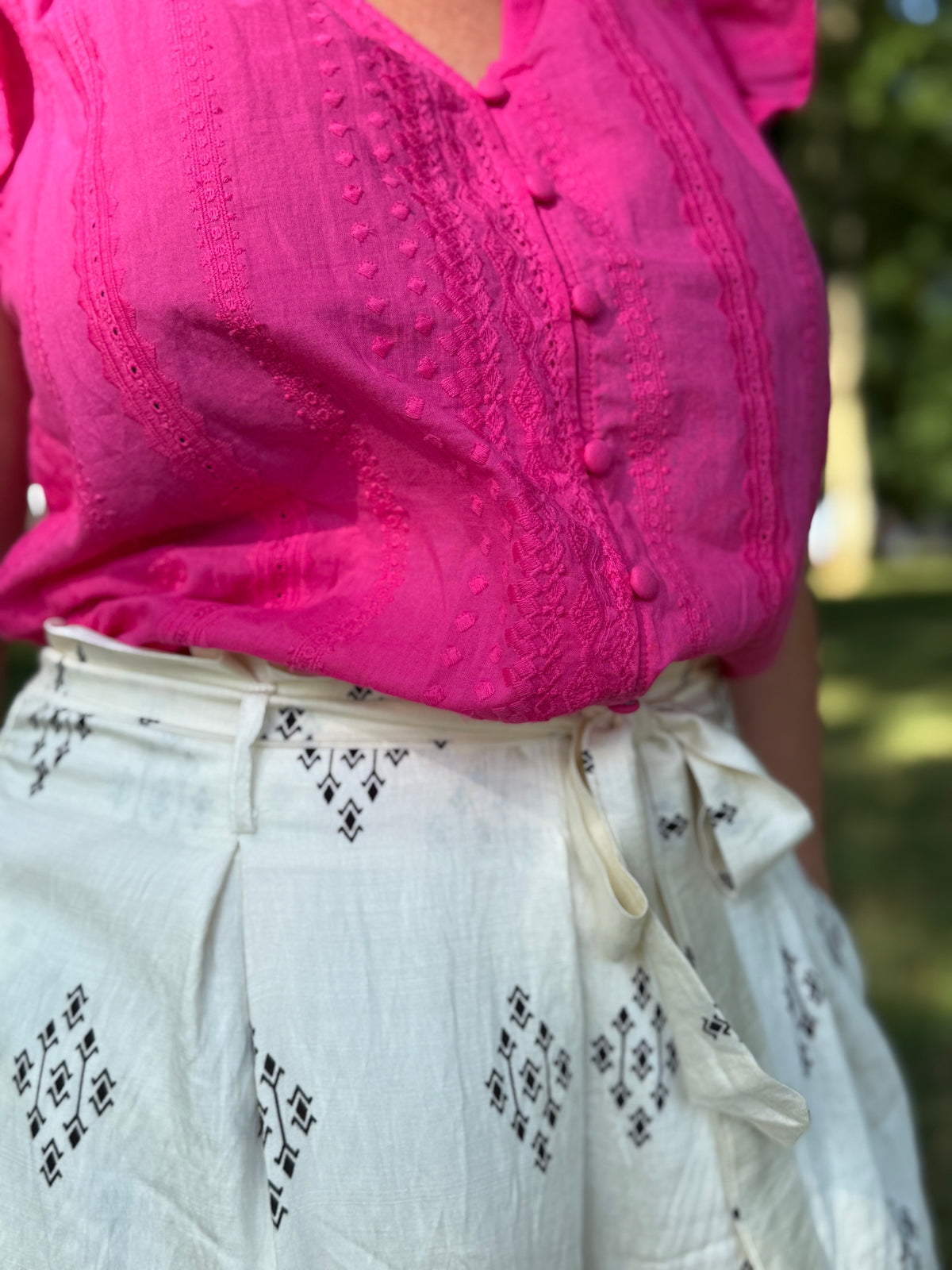 Pantalon motifs blanc - Jenny