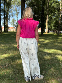 Pantalon motifs blanc - Jenny