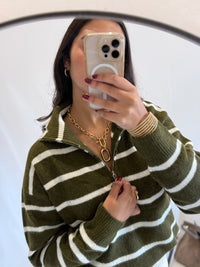 Pull col cheminé kaki - Adis