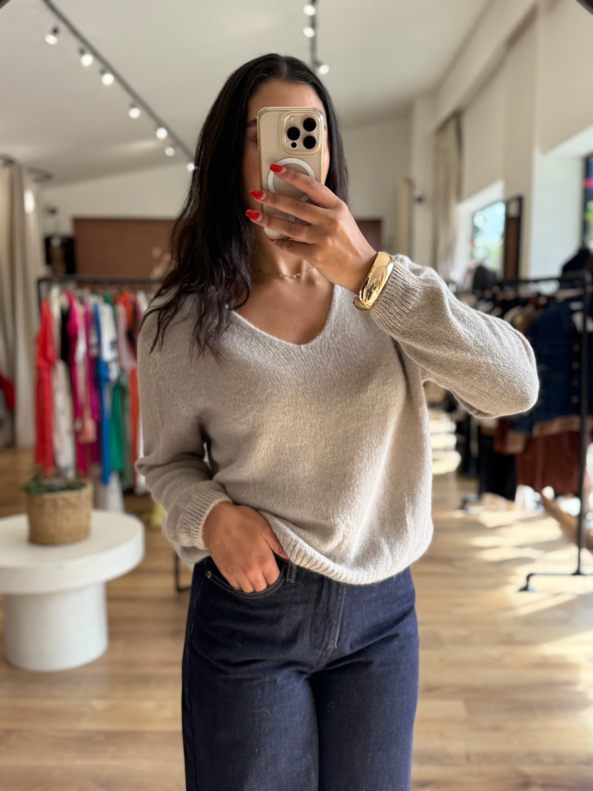Pull beige fonce - Nina