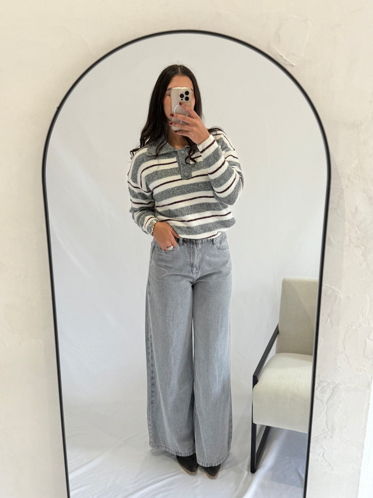 Pull rayure gris - Nat