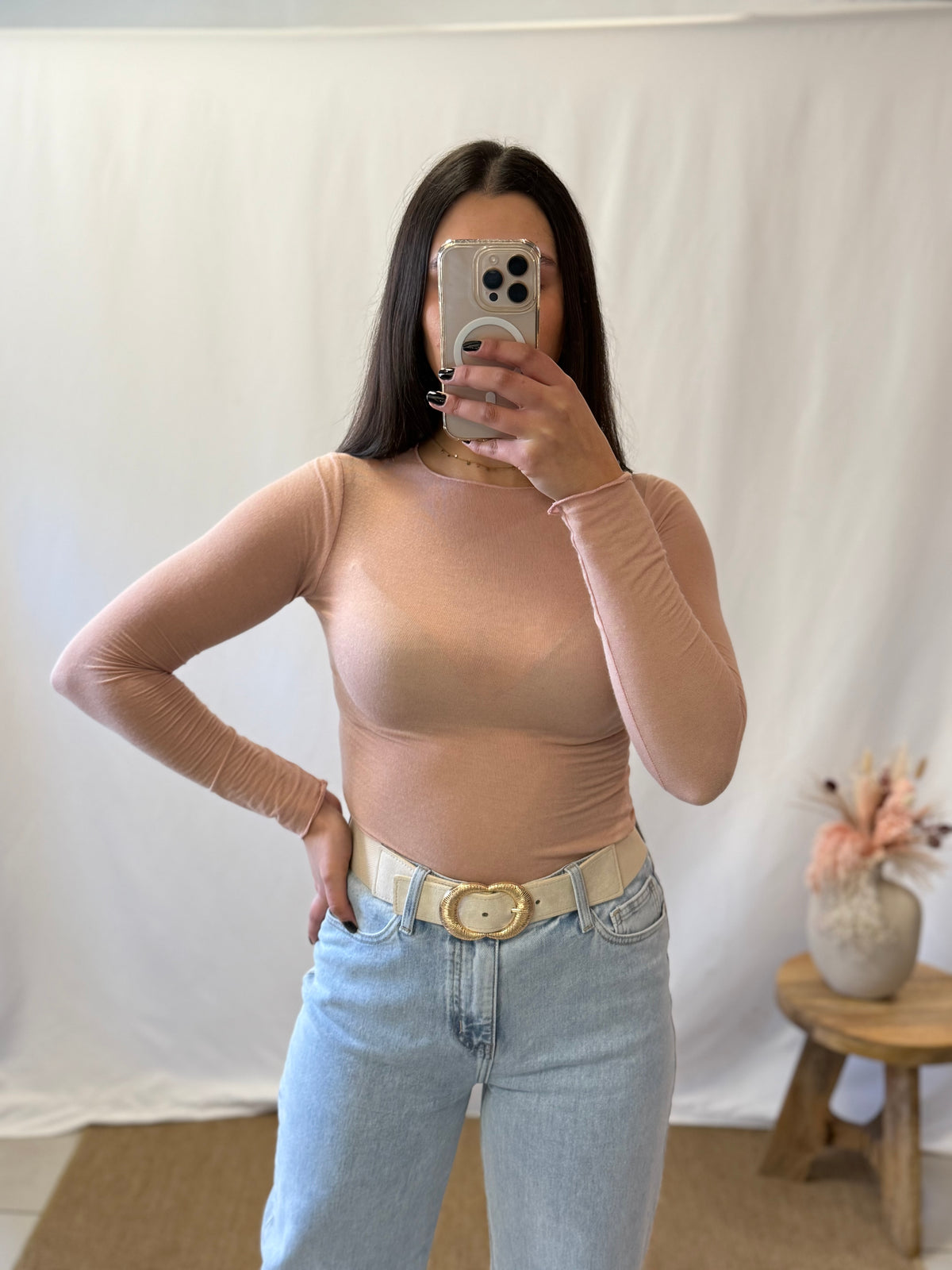 Haut cachemire rose poudre - Anais