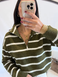 Pull col cheminé kaki - Adis