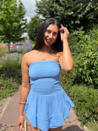 Combi bustier gaze bleu jean - Adele