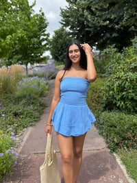 Combi bustier gaze bleu jean - Adele