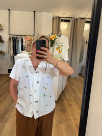 Haut blanc motifs - Elisa