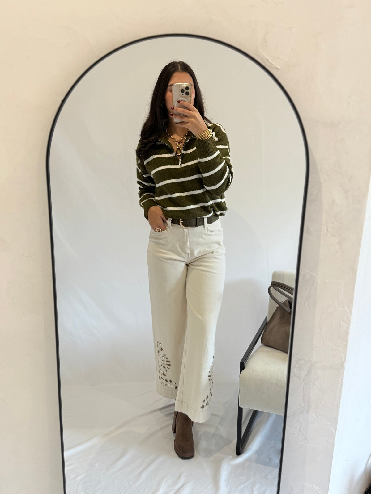 Pull col cheminé kaki - Adis