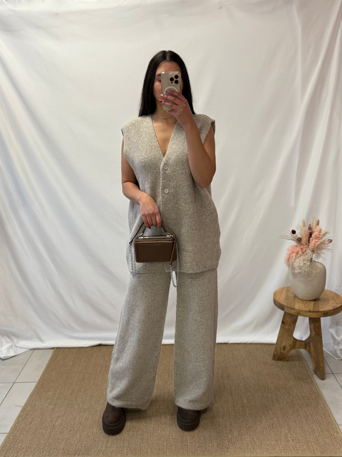 Pantalon maille taupe - Zao