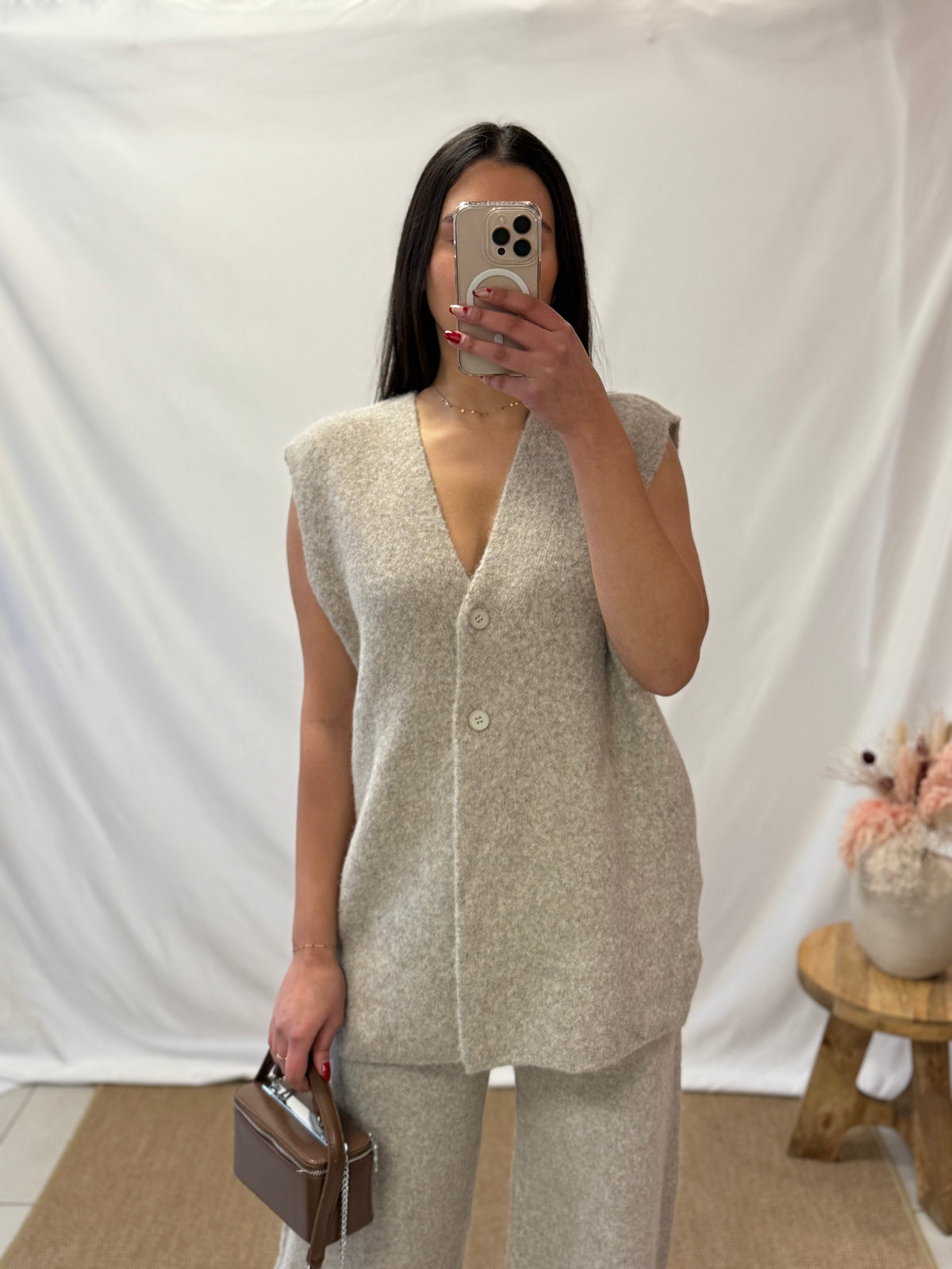 Gilet maille taupe - Zao