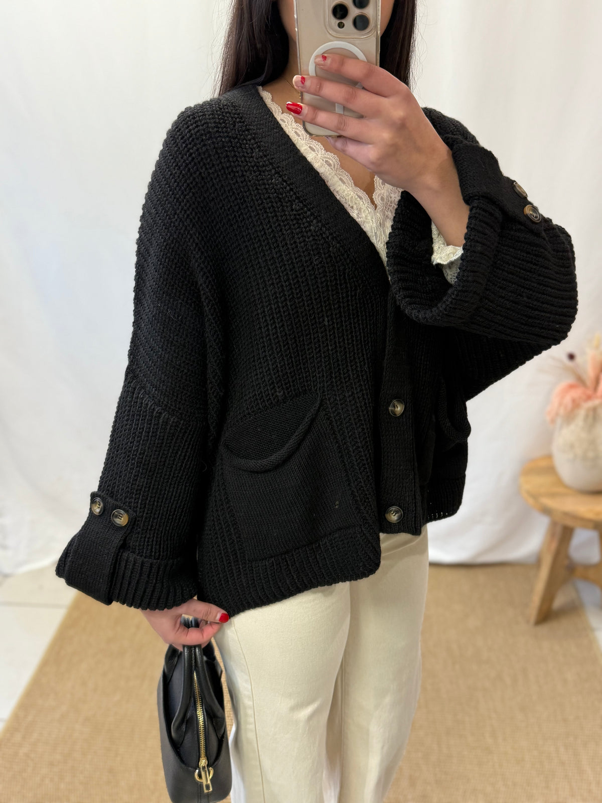 Cardigan tricot noir - Denis