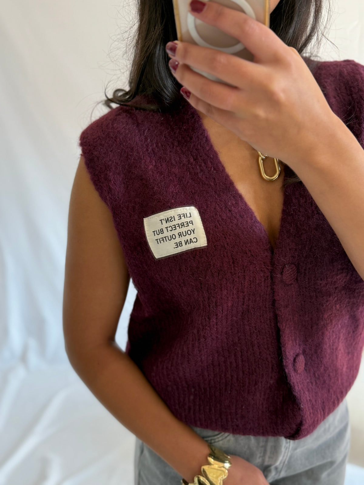 Gilet sans manches prune - Océane