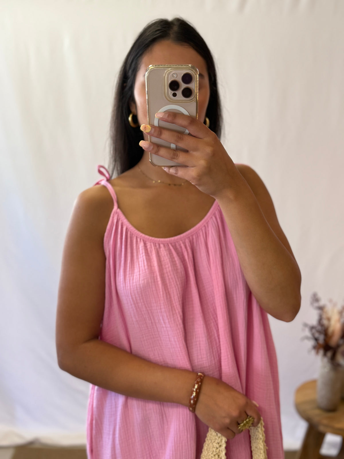 Robe longue gaze rose - Vic