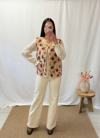 Gilet moumoute fleurie - Mia