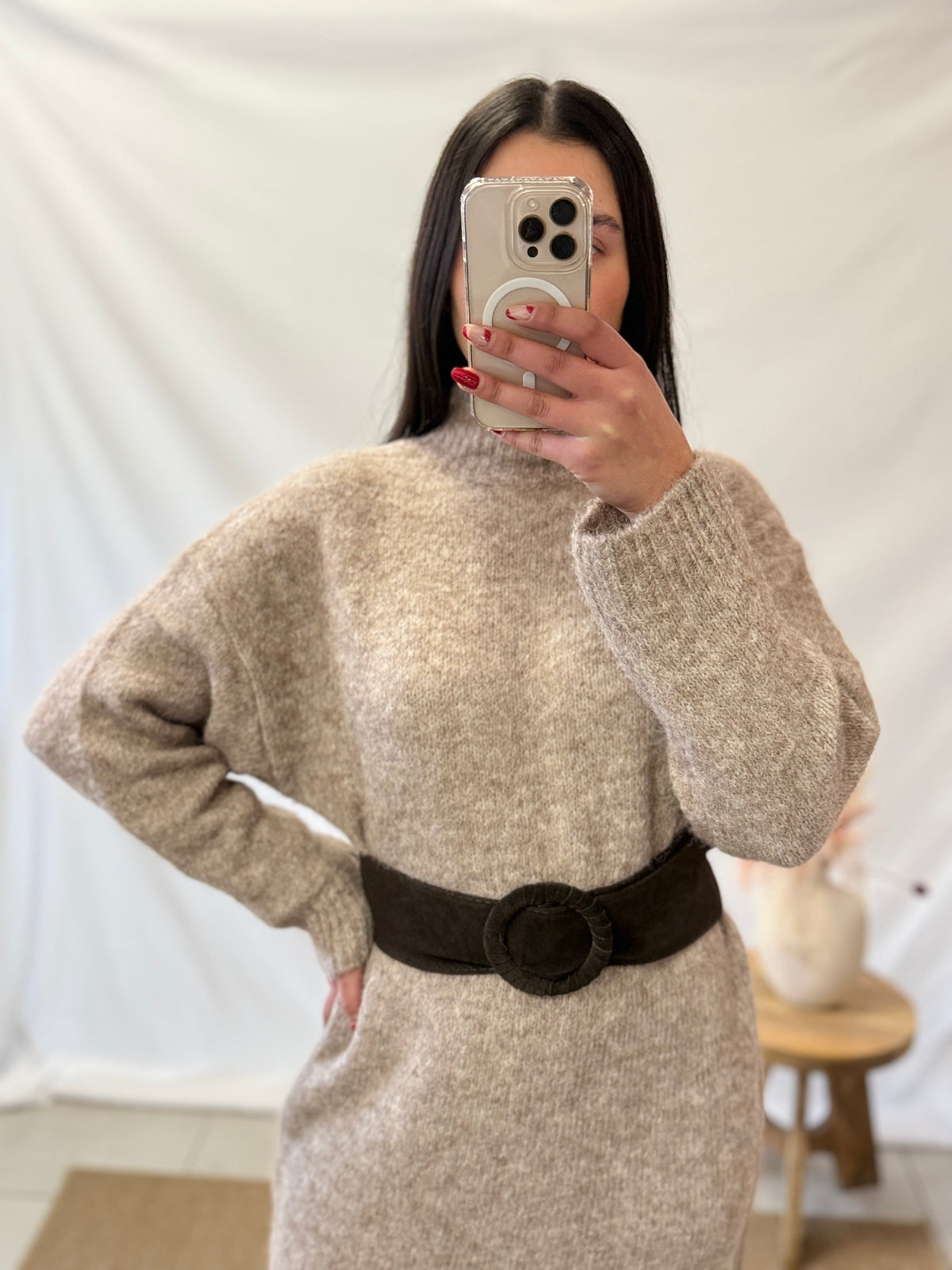 Robe longue taupe - Elio