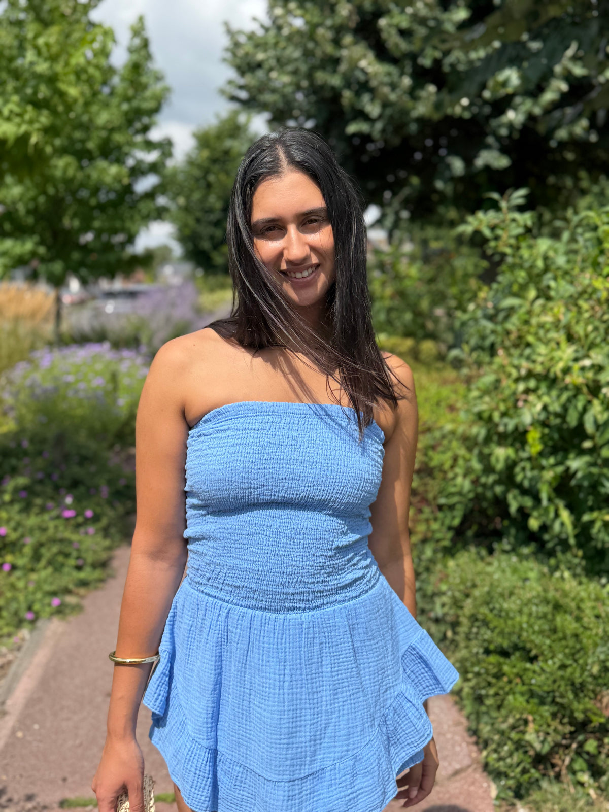 Combi bustier gaze bleu jean - Adele