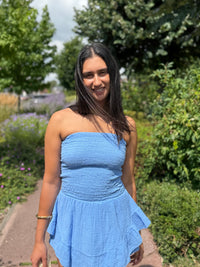 Combi bustier gaze bleu jean - Adele