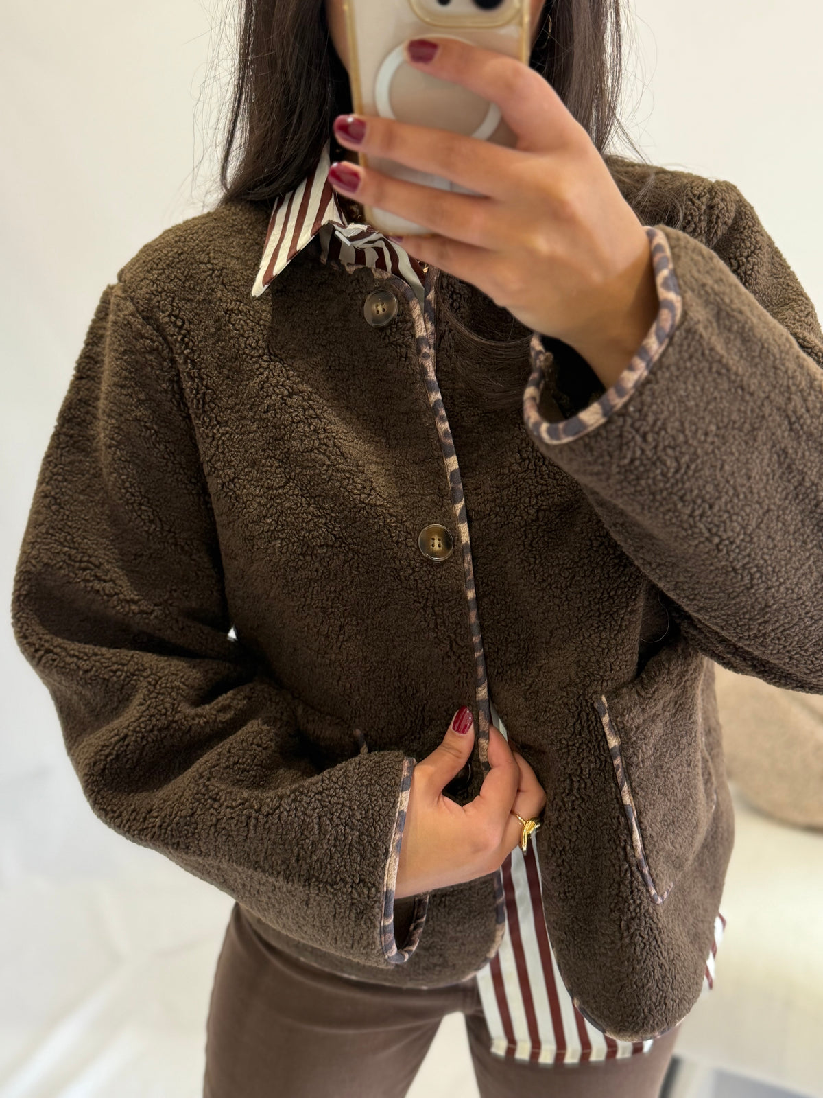 Veste moumoute choco - Léopard