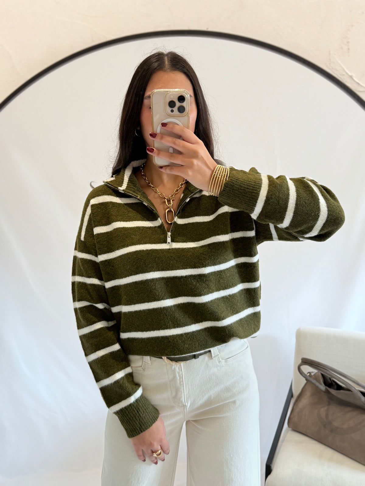 Pull col cheminé kaki - Adis