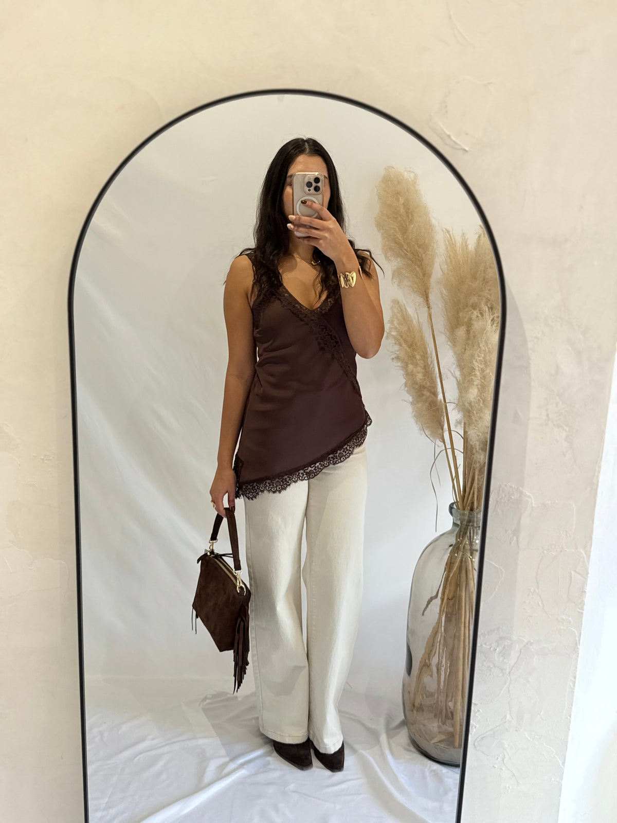 Top marron dentelle - Iruis