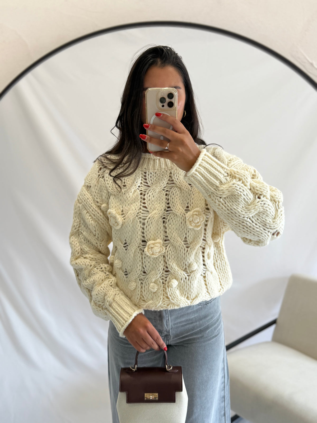 Pull grosse maille beige - Iris
