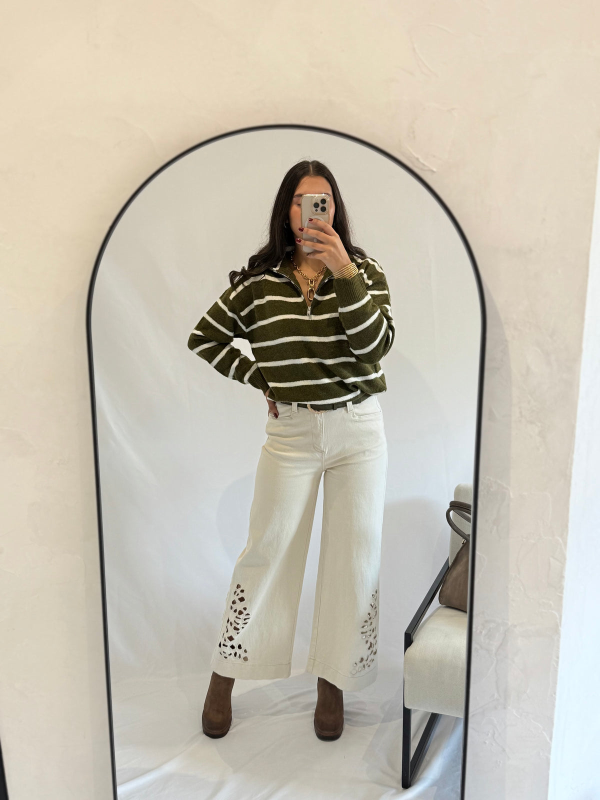 Pull col cheminé kaki - Adis