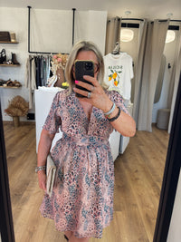 Robe courte motifs beige - Sophia